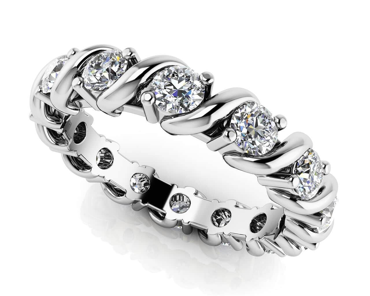Swirl Frame Twist Diamond Eternity Band Lab-Grown Diamond with 1.68 ct.(finished) 3.3mm