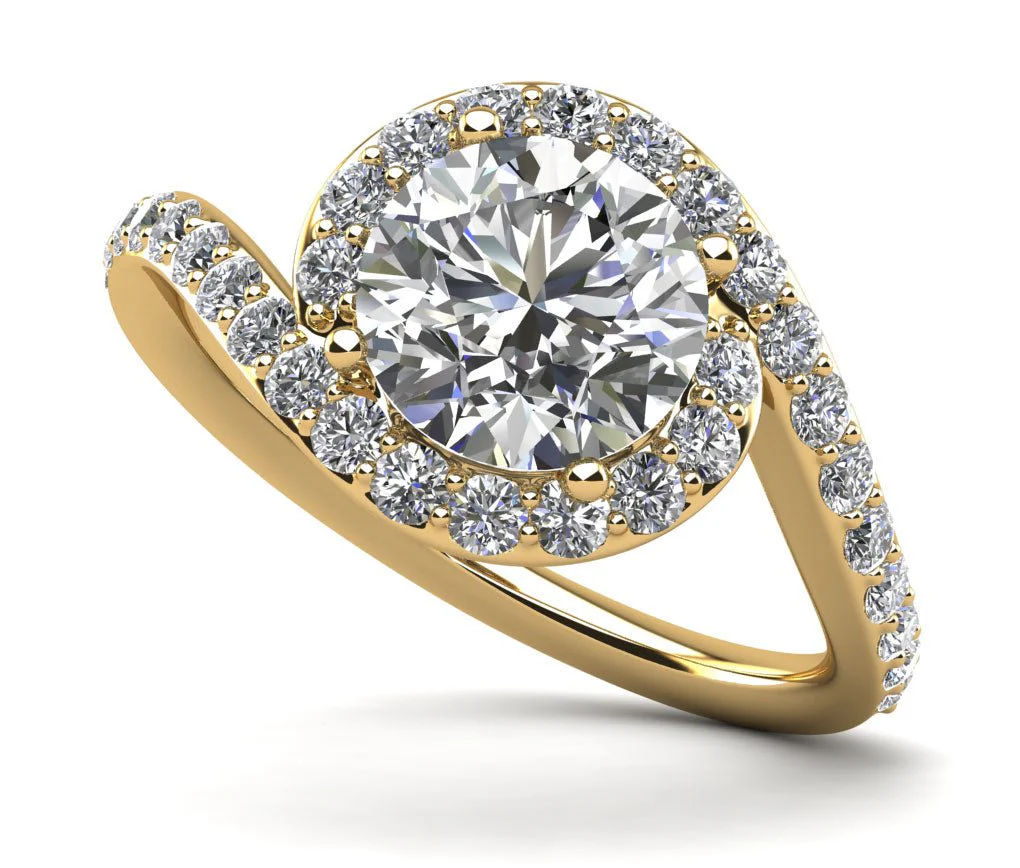 Swirl Halo Diamond Engagement Ring with 1.98 ct. (1.50 ct. center diamond) - Image 2