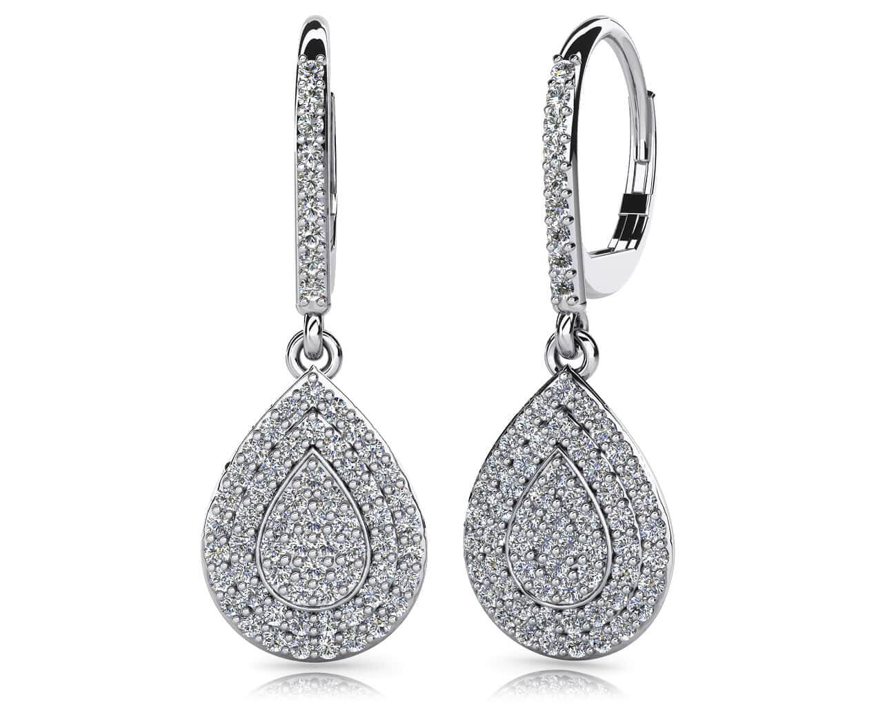 Teardrop Diamond Drop Diamond Earrings with 1.09 ct.(finished) 1.2mm