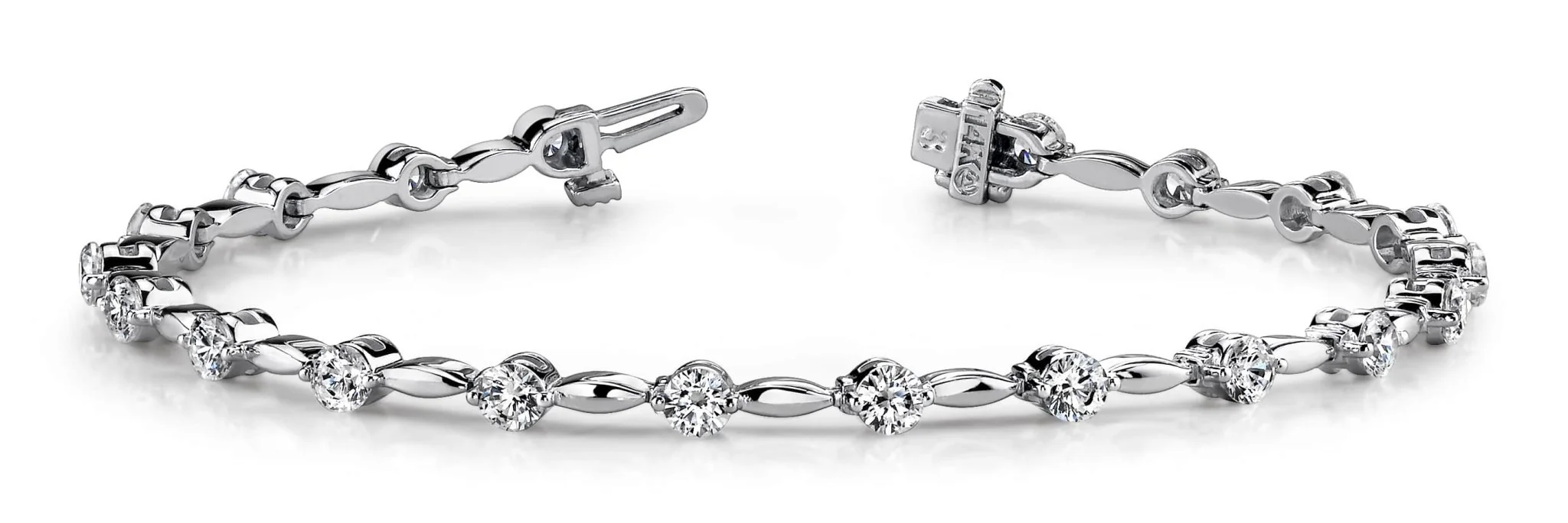 Teardrop Link Diamond Bracelet with 3.00 ct.(finished) 3.4mm - Image 4