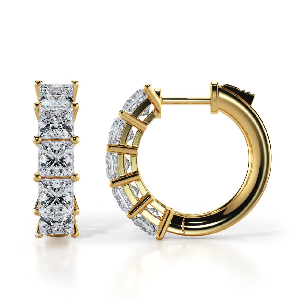 Ten Princess Cut Diamonds Diamond Hoop Earrings with 2.67 ct.(finished) 3.5mm - Image 2