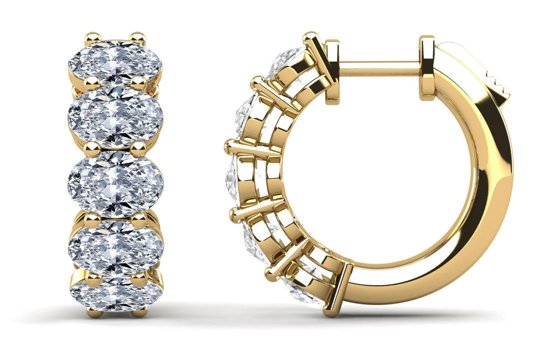Ten Stone Oval Diamond Hoop Earrings with 6.30 ct.(finished) 6.2x4.3mm - Image 2