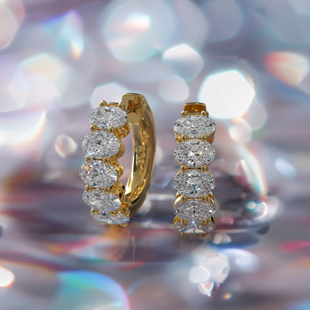Ten Stone Oval Lab-Grown Diamond Hoop Earrings with 3.30 ct.(finished) 5x3mm - Image 4