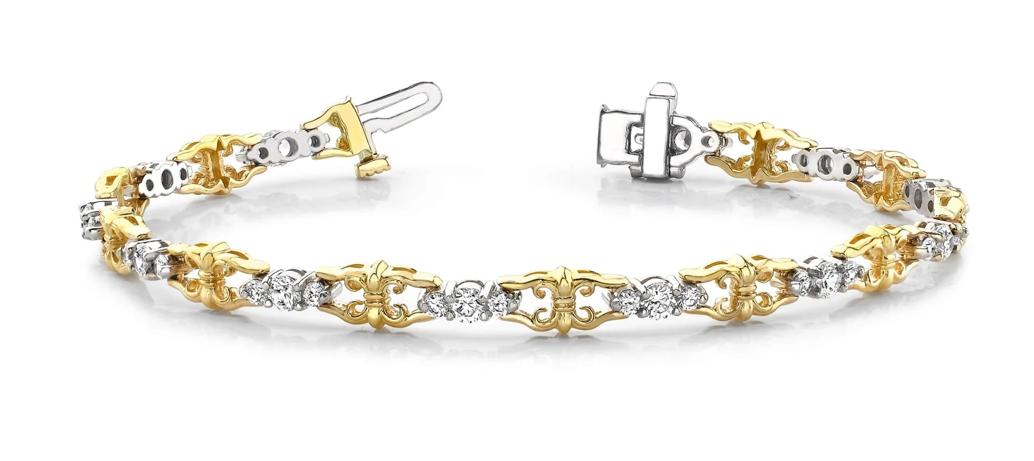 Three Across Crown Link Diamond Bracelet with 2.05 ct.(finished) 2mm, 3mm - Image 3