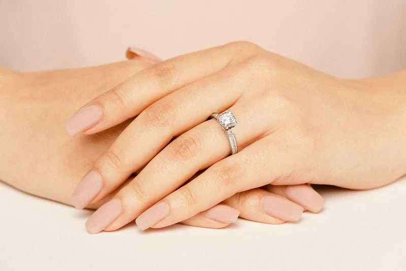 Three Across Plus Side Stone Diamond Engagement Ring with 0.81 ct. (0.50 ct. center diamond) - Image 3