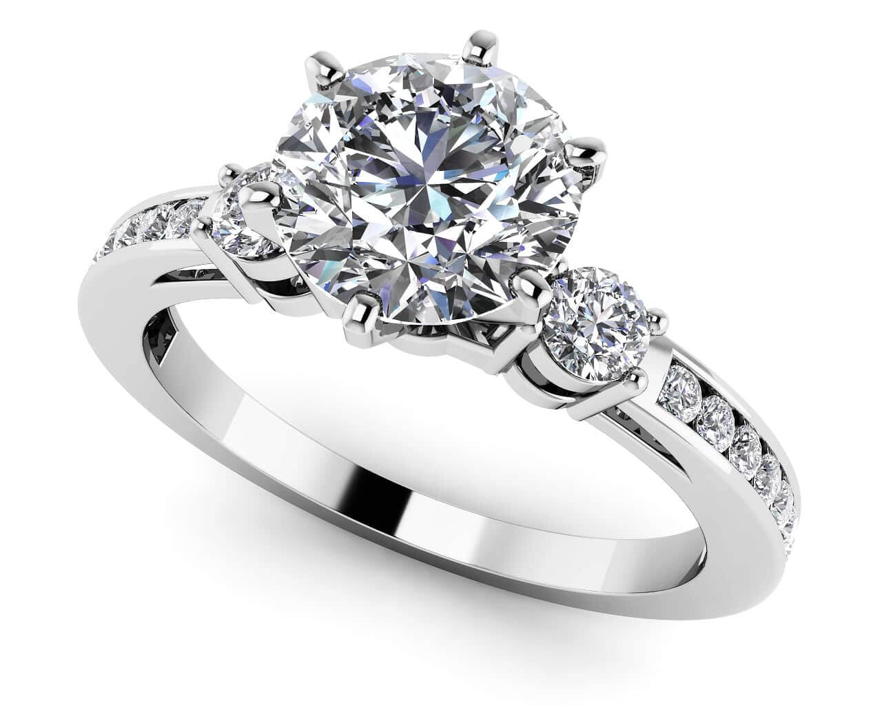 Three Across Plus Side Stone Lab-Grown Diamond Engagement Ring with 1.56 ct. (1.25 ct. center diamond)