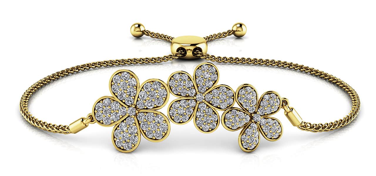 Three Flower Diamond Adjustable Lab-Grown Diamond Bracelet with 0.92 ct.(finished) - Image 2