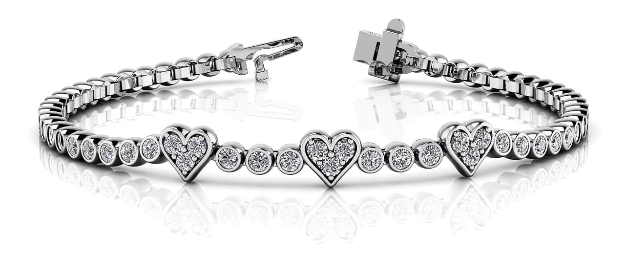 Three Hearts Of Love Diamond Bracelet with 2.11 ct.(finished) 2mm - Image 5