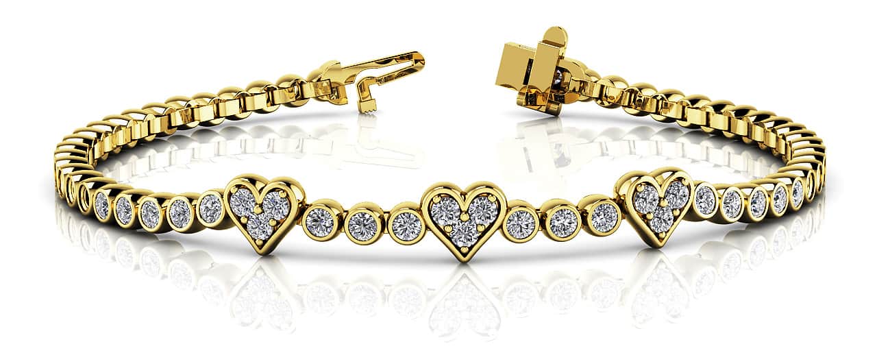Three Hearts Of Love Diamond Bracelet with 2.11 ct.(finished) 2mm - Image 6