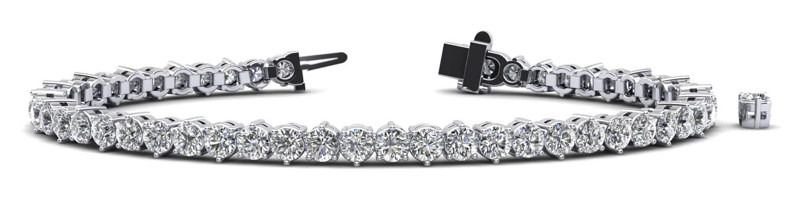 Three Prong Alternating Lab-Grown Diamond Tennis Bracelet with 5.67 ct.(finished) 3mm