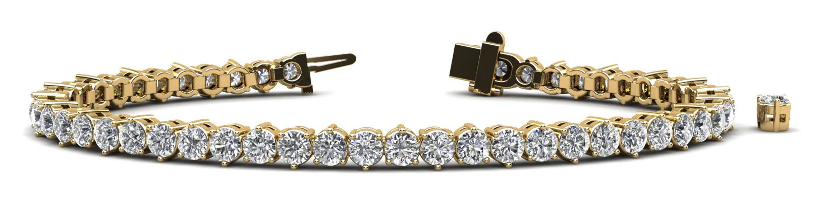Three Prong Alternating Lab-Grown Diamond Tennis Bracelet with 7.68 ct.(finished) 3.5mm - Image 2