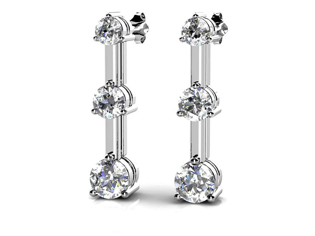 Three Prong Triple Lab-Grown Diamond  Earrings with 0.52 ct.(finished) 2.2mm, 2.8mm, 3.4mm