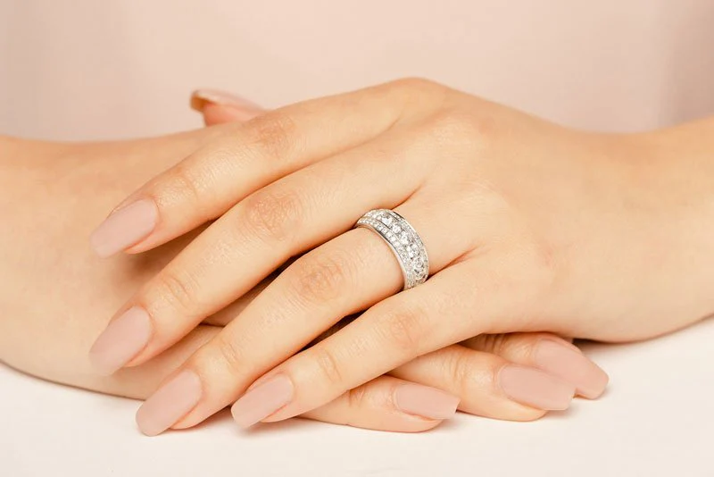 Three Row Channel And Prong Set Ring Lab-Grown Diamond with 0.77 ct.(finished) 1.0mm, 2.0mm - Image 5
