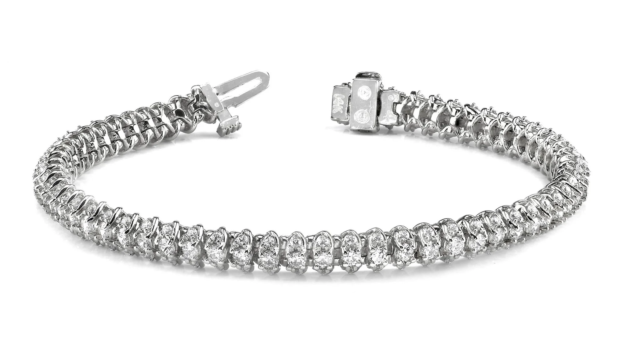 Three Row Diamond Scoop Link Diamond Bracelet with 5.04 ct.(finished) 1.25mm, 2.5mm - Image 3
