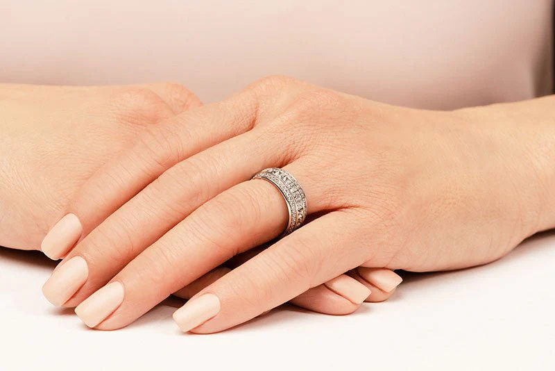 Three Row Princess And Round Eternity Band Lab-Grown Diamond with 2.11 ct.(finished) 1mm, 2mm - Image 3