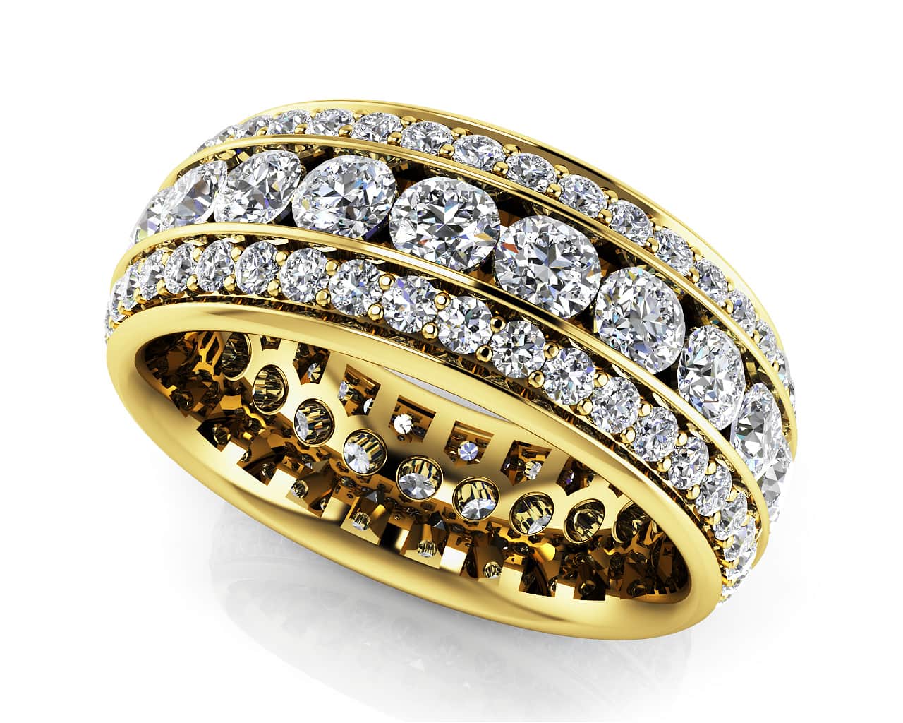 Three Row Round Diamond Eternity Band Lab-Grown Diamond with 2.72 ct.(finished) 1.3mm, 2.75mm - Image 2