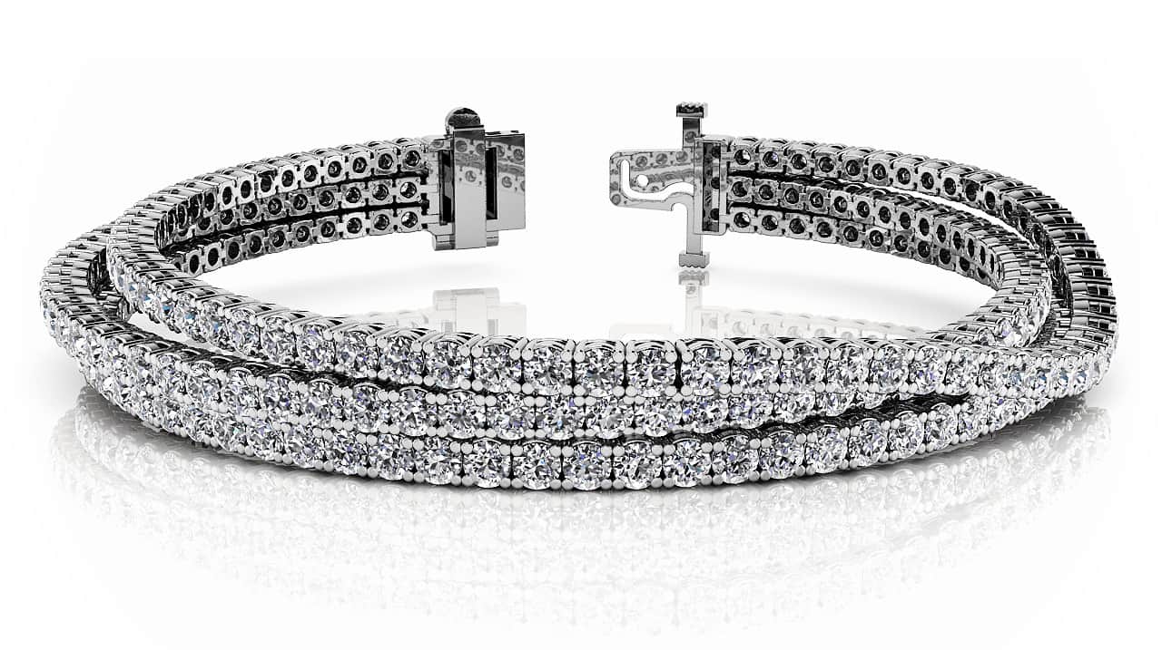 Three Rows Flexible Diamond Bracelet with 8.49 ct.(finished) 2.2mm - Image 5