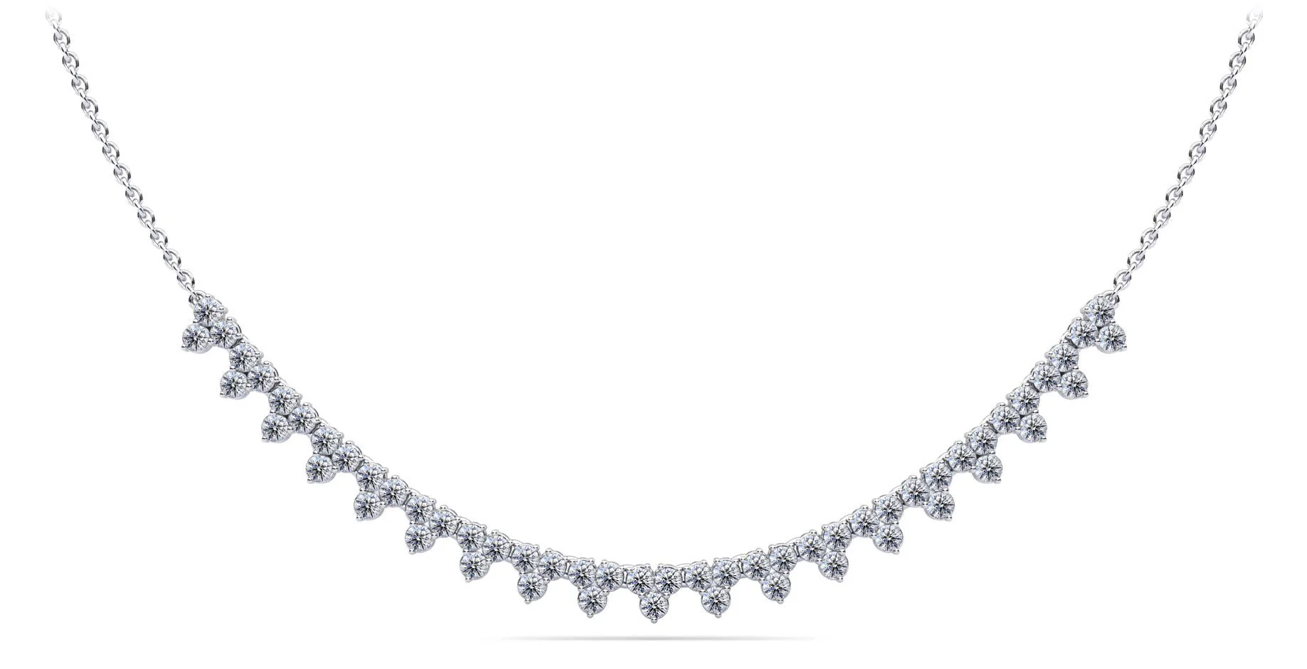Three Stone Brilliance Diamond and Chain Diamond Necklace with 2.18 ct.(finished) 2mm