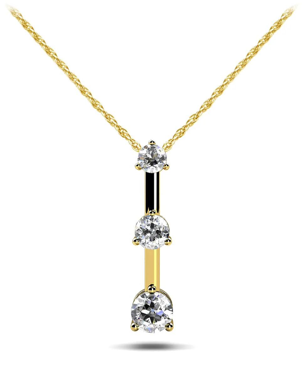 Three Stone Diamond Pendant with 0.38 ct.(finished) 2.5mm, 3.1mm, 3.7mm - Image 2