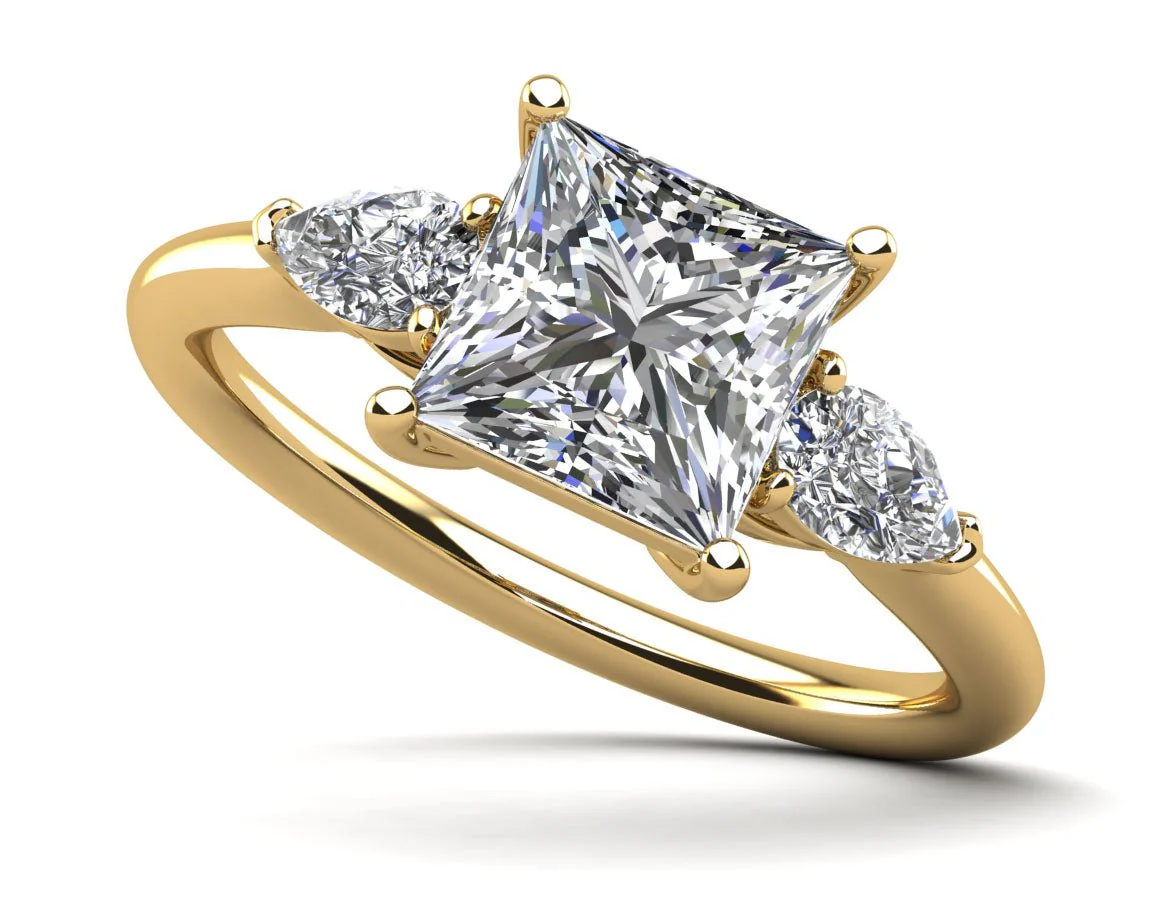 Three Stone Princess and Pear Lab-Grown Diamond Engagement Ring with 2.60 ct. (2.00 ct. center diamond) - Image 2