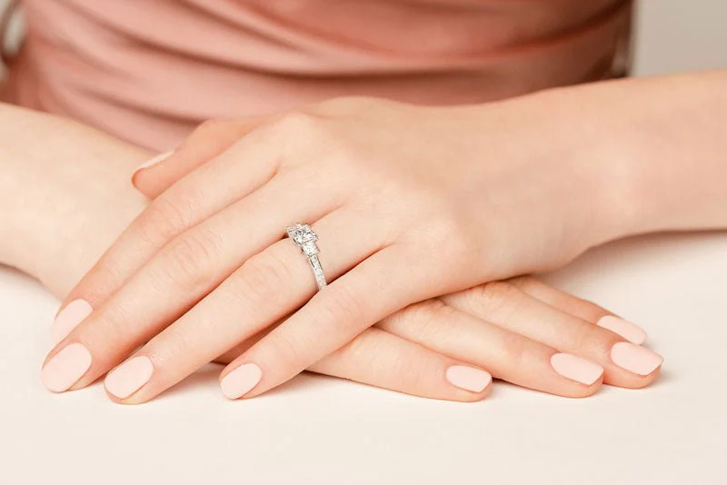 Three Stone Princess Cut Diamonds Lab-Grown Diamond Engagement Ring with 1.61 ct. (0.75 ct. center diamond) - Image 3