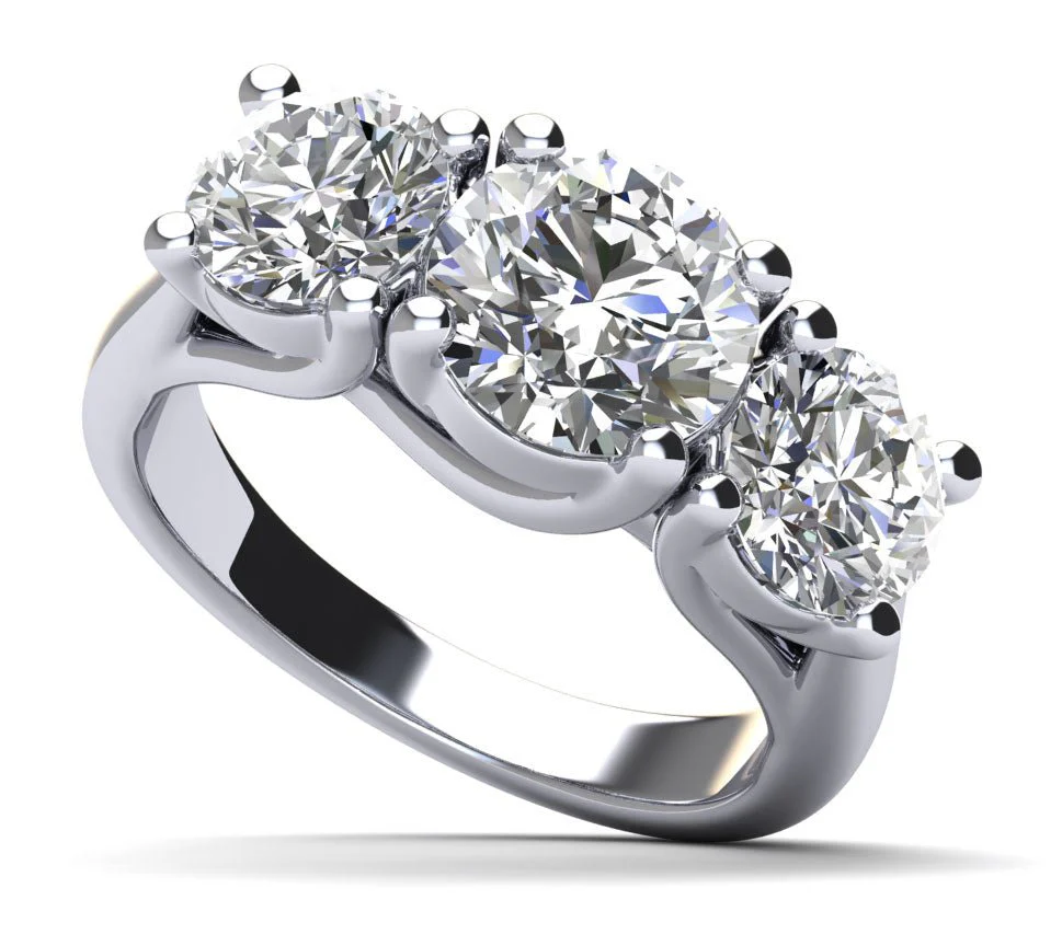 Three Stone Swirl Lab-Grown Diamond Engagement Ring with 2.10 ct. (1.00 ct. center diamond)