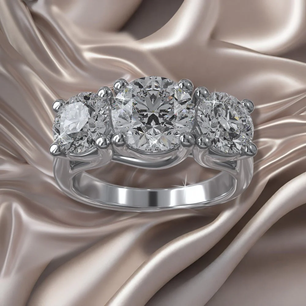 Three Stone Swirl Lab-Grown Diamond Engagement Ring with 2.10 ct. (1.00 ct. center diamond) - Image 3
