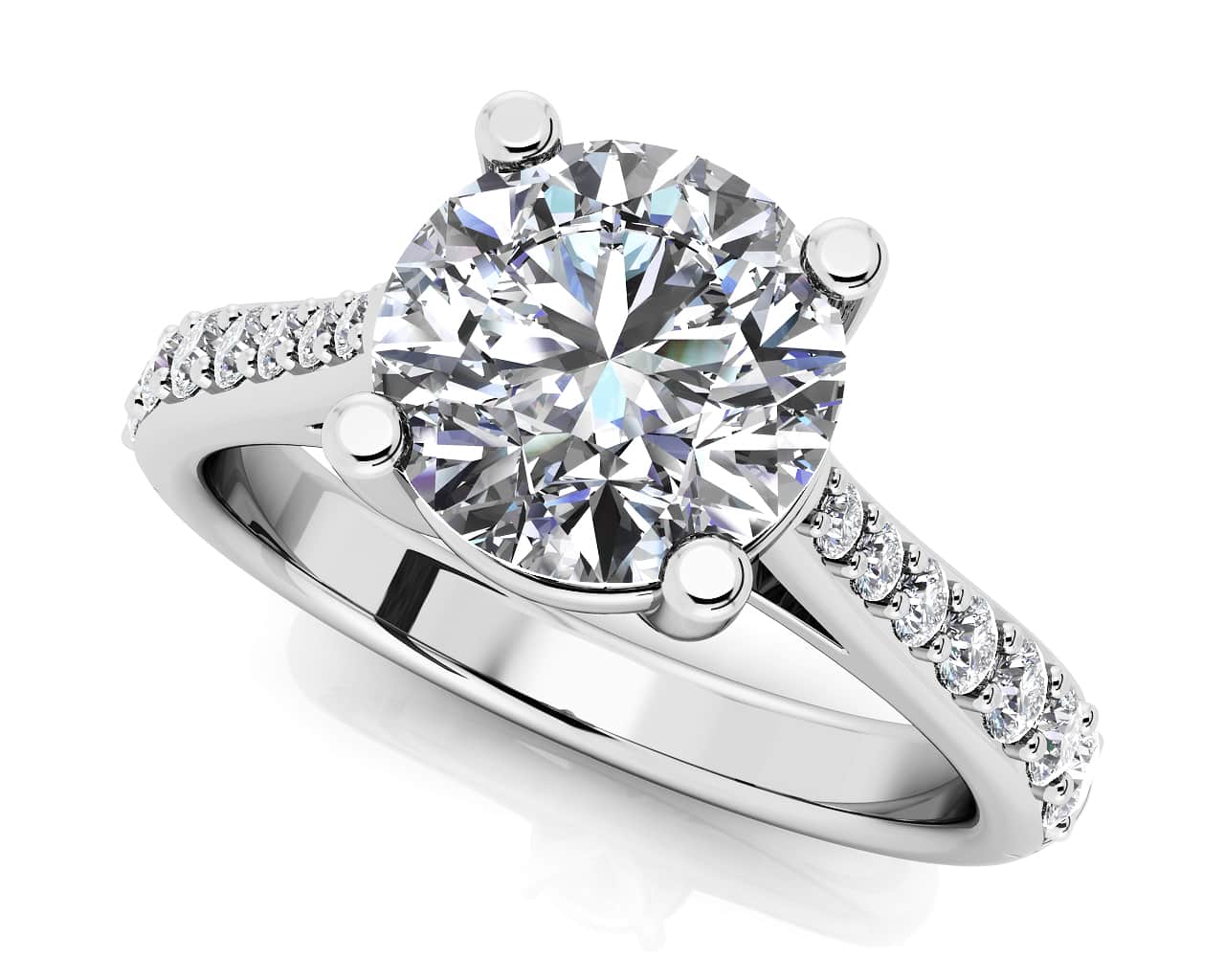 Timeless Round Engagement Ring With Side Diamonds Lab-Grown Diamond with 1.29 ct. (1.00 ct. center diamond)