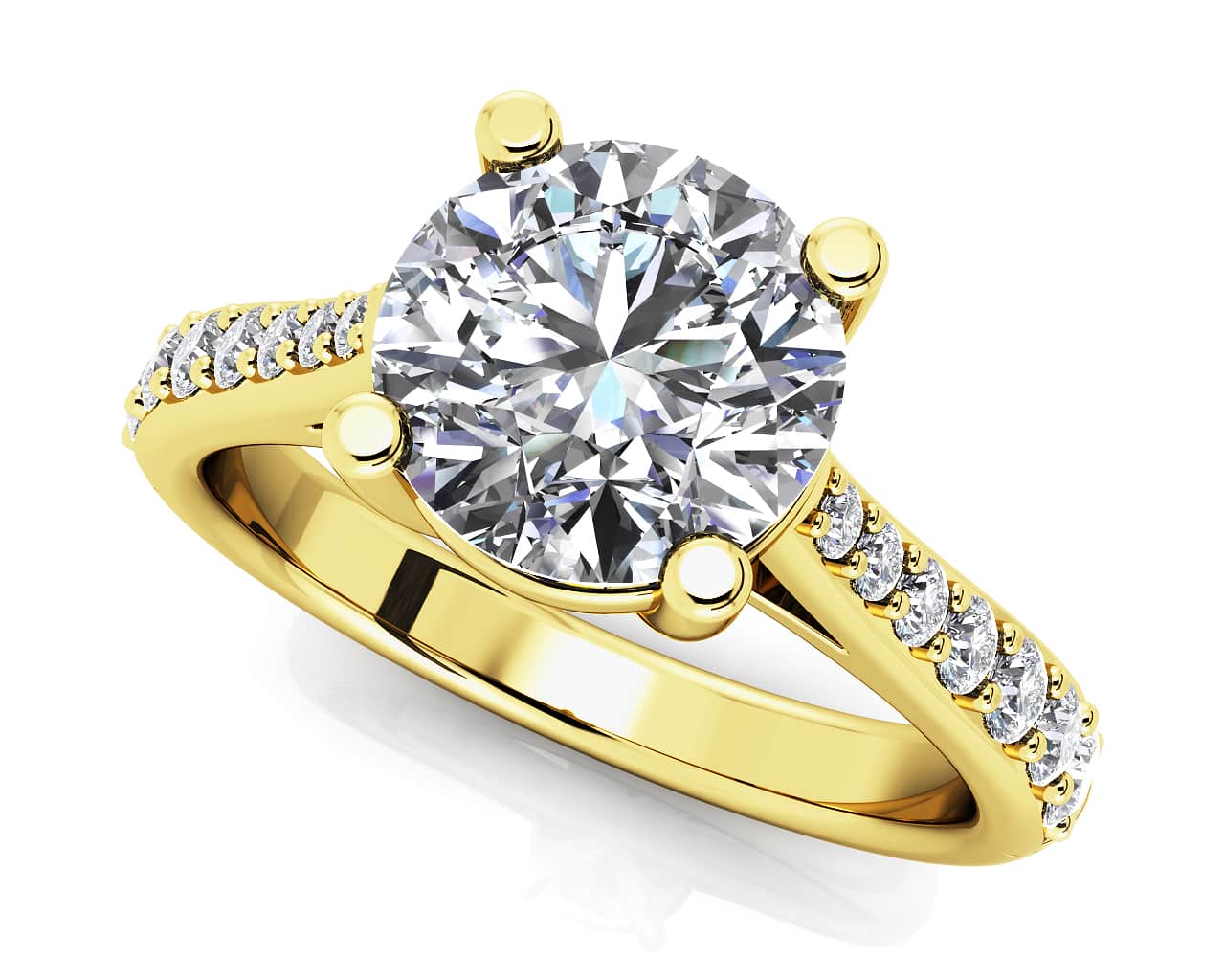 Timeless Round Engagement Ring With Side Diamonds Lab-Grown Diamond  with 1.84 ct. (1.50 ct. center diamond) - Image 2