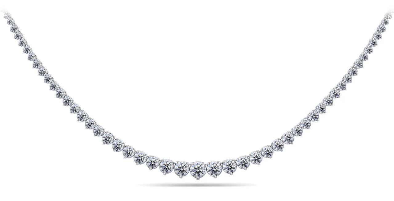 Timeless Three Prong Diamond Tennis Diamond Necklace with 7.99 ct.(finished)