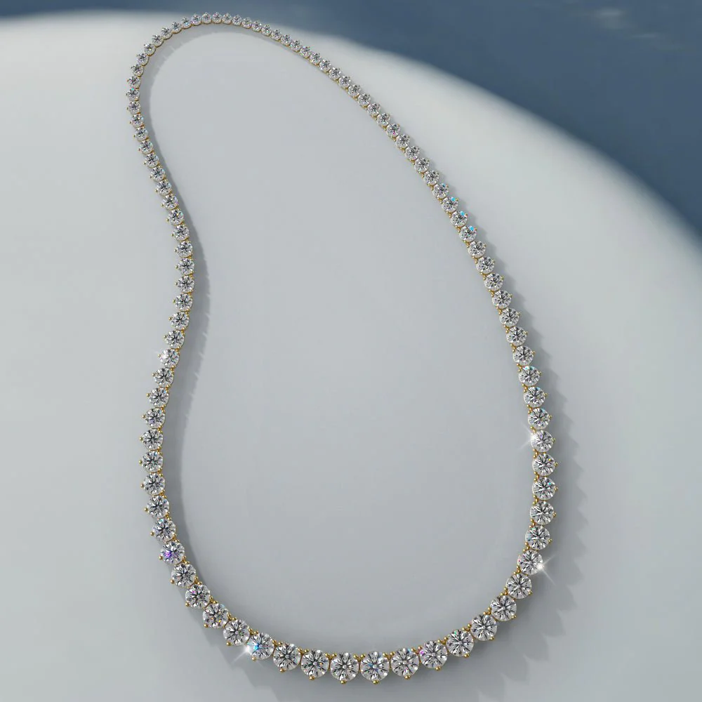 Timeless Three Prong Diamond Tennis Lab-Grown Diamond Necklace with 20.05 ct.(finished) - Image 4