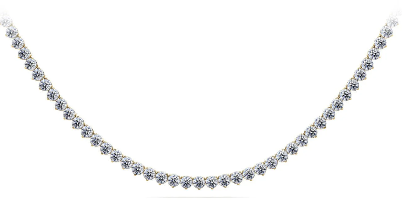 Timeless Three Prong Riviera Diamond Tennis Lab-Grown Diamond Necklace with 8.70 ct.(finished) 2.5mm - Image 2