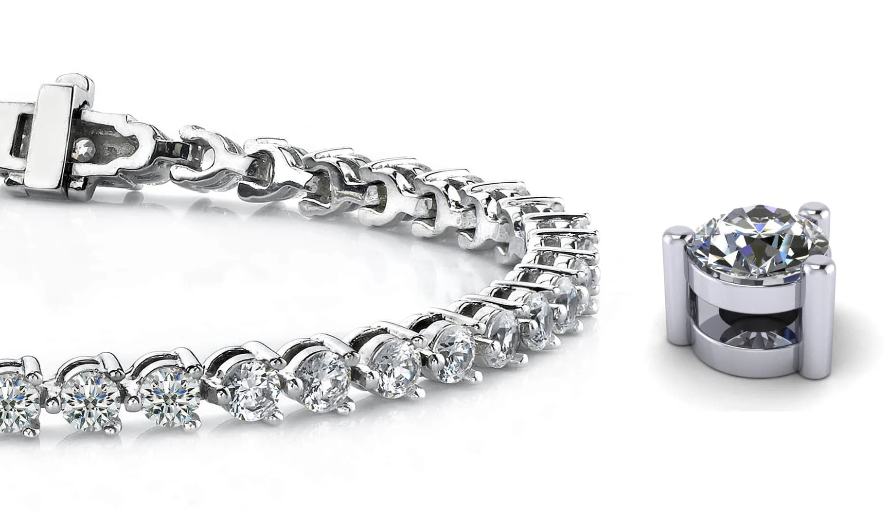 Timeless Three Prong Lab-Grown Diamond Tennis Bracelet with 3.14 ct.(finished) 2.5mm