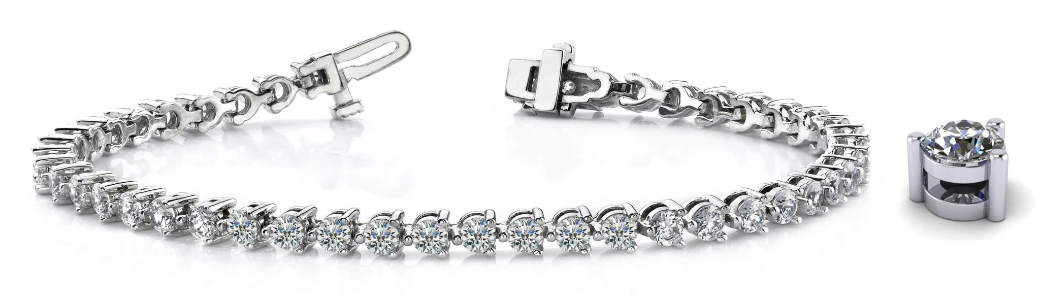 Timeless Three Prong Lab-Grown Diamond Tennis Bracelet with 3.14 ct.(finished) 2.5mm - Image 4