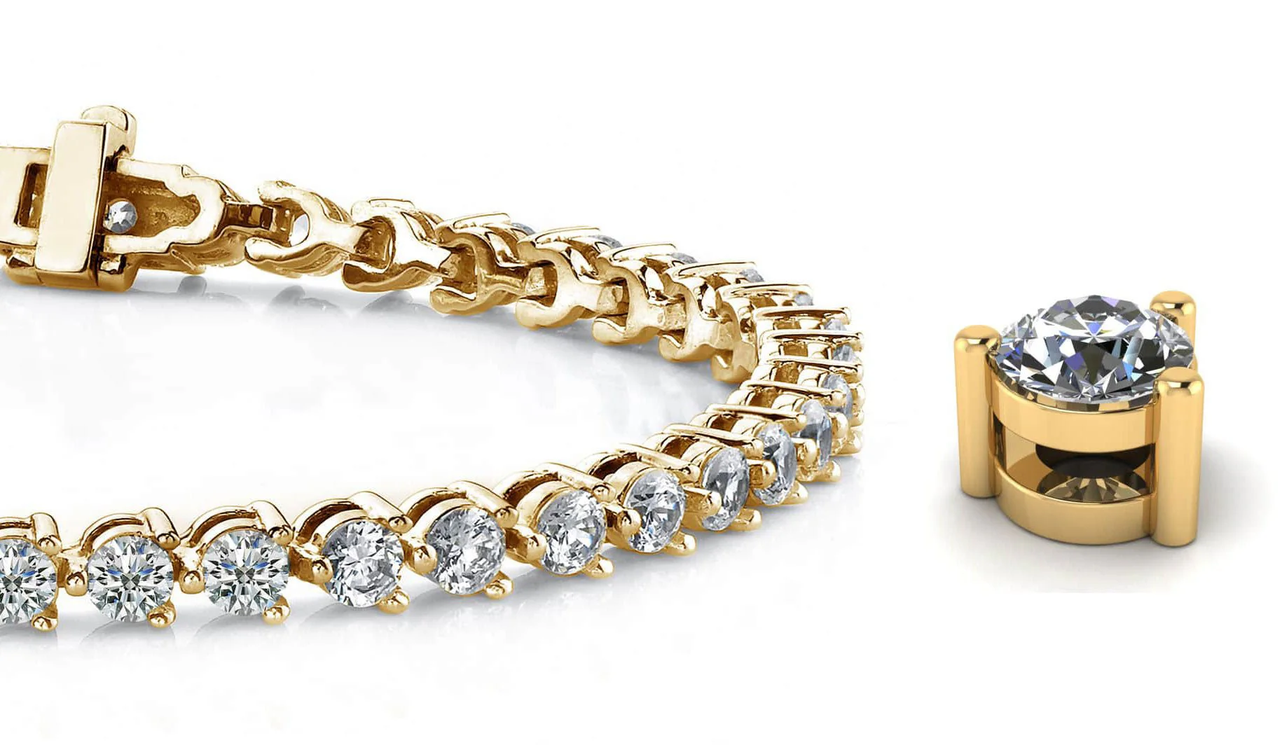 Timeless Three Prong Lab-Grown Diamond Tennis Bracelet with 6.03 ct.(finished) 3.4mm - Image 2