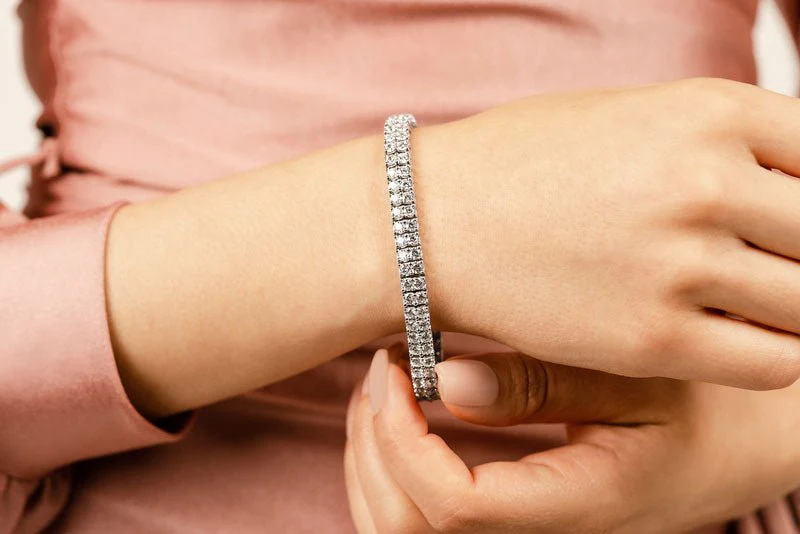 Timeless Two Row Diamond Tennis Diamond Bracelet with 10.50 ct.(finished) 3.0mm - Image 3