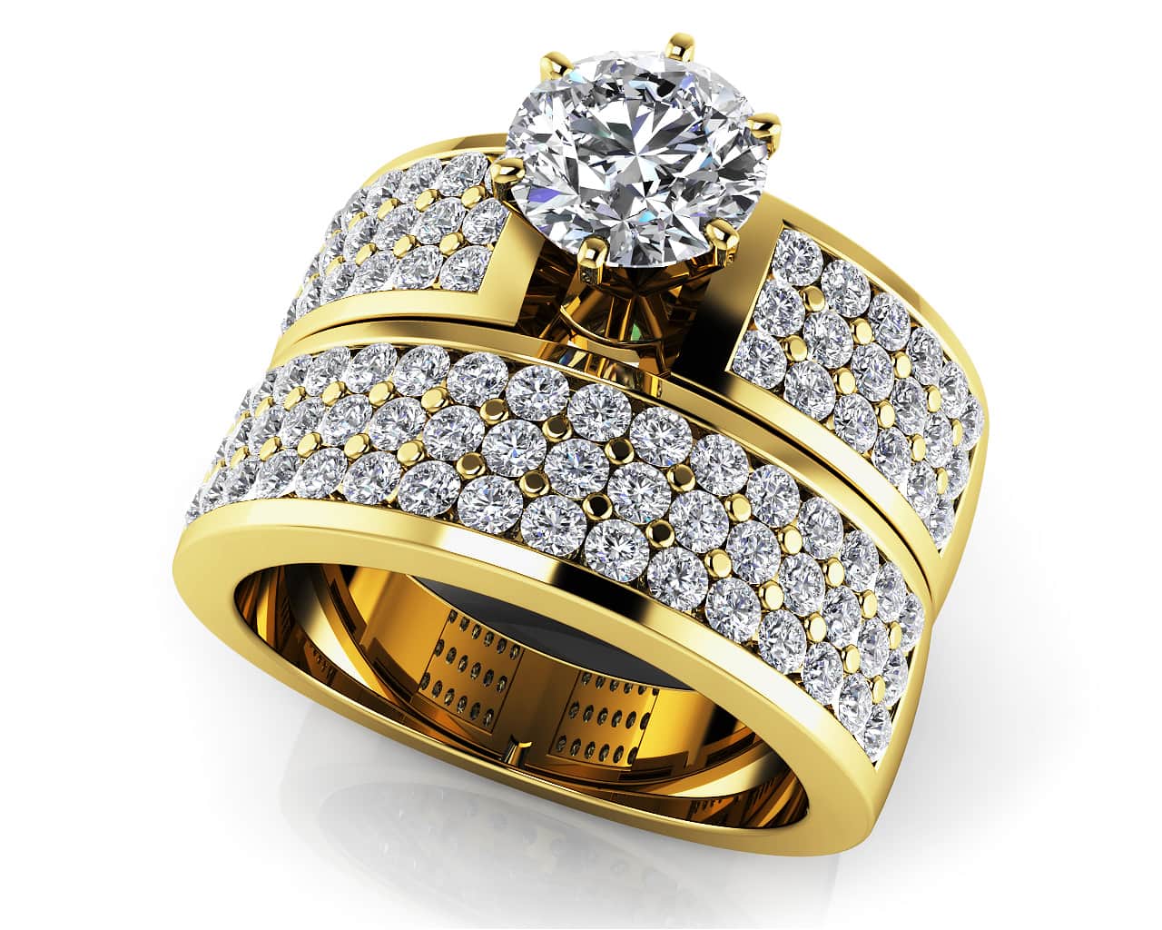 Triple Channel Lab-Grown Diamond Bridal Set with 2.01 ct. (0.75 ct. center diamond) - Image 2