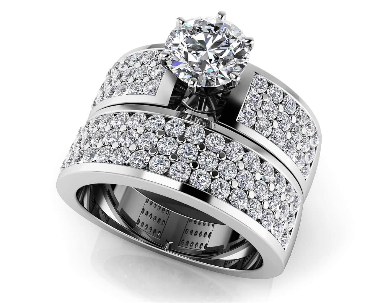 Triple Channel Lab-Grown Diamond Bridal Set with 2.51 ct. (1.25 ct. center diamond)