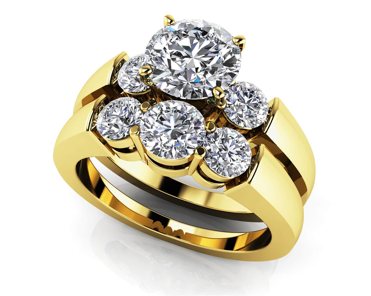 Triple Diamond Bridal Set Set Diamond  with 2.38 ct. (1.50 ct. center diamond) - Image 2