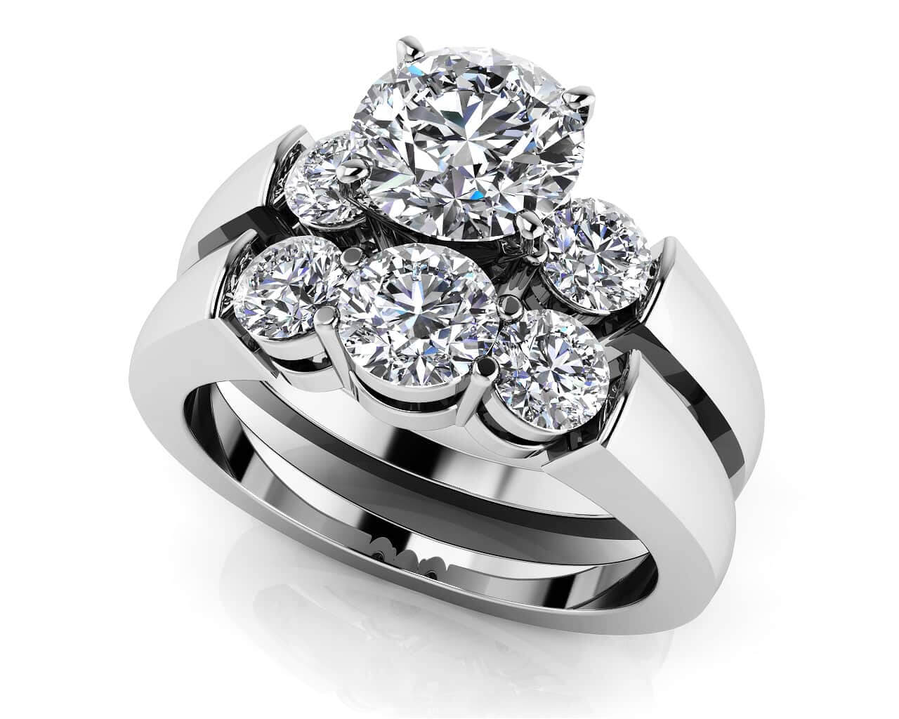 Triple Diamond Bridal Set Set Lab-Grown Diamond with 1.88 ct. (1.00 ct. center diamond)