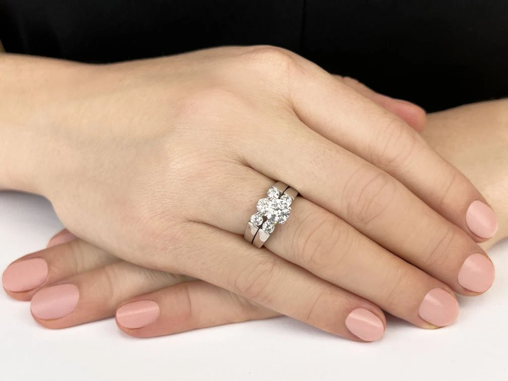 Triple Diamond Bridal Set Set Lab-Grown Diamond  with 2.13 ct. (1.25 ct. center diamond) - Image 3
