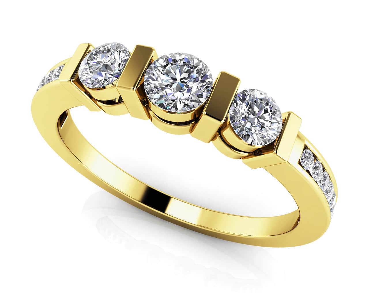 Triple Diamond Channel Band Lab-Grown Diamond with 0.54 ct.(finished) 1.1mm, 3mm, 3.7mm - Image 2