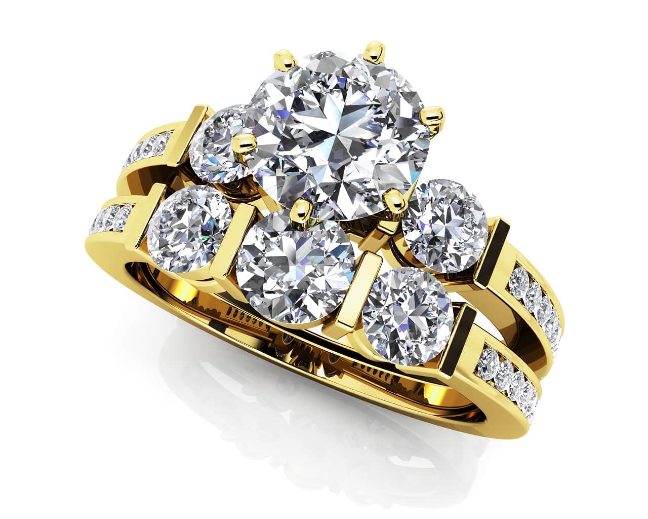 Triple Diamond Channel Lab-Grown Diamond Bridal Set with 1.64 ct. (0.75 ct. center diamond) - Image 2