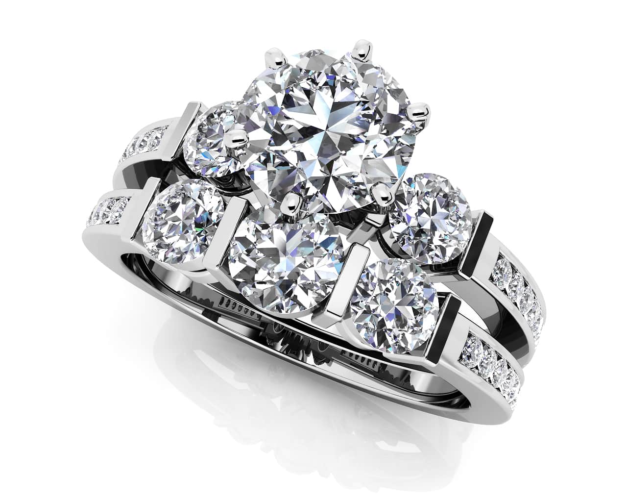 Triple Diamond Channel Lab-Grown Diamond Bridal Set with 2.89 ct. (2.00 ct. center diamond)