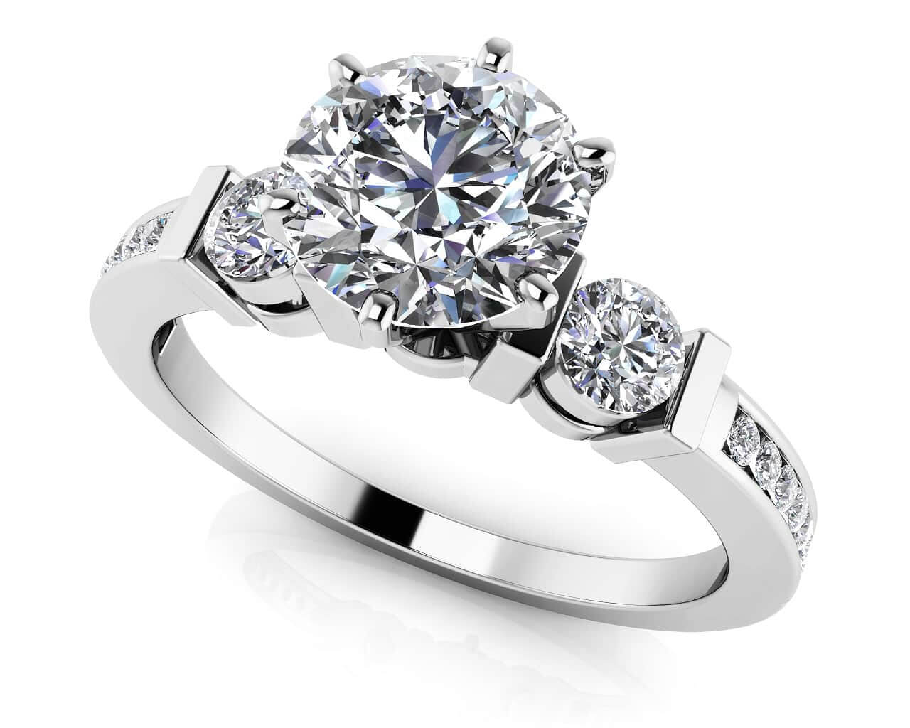 Triple Diamond Channel Lab-Grown Diamond Engagement Ring with 1.10 ct. (0.75 ct. center diamond)