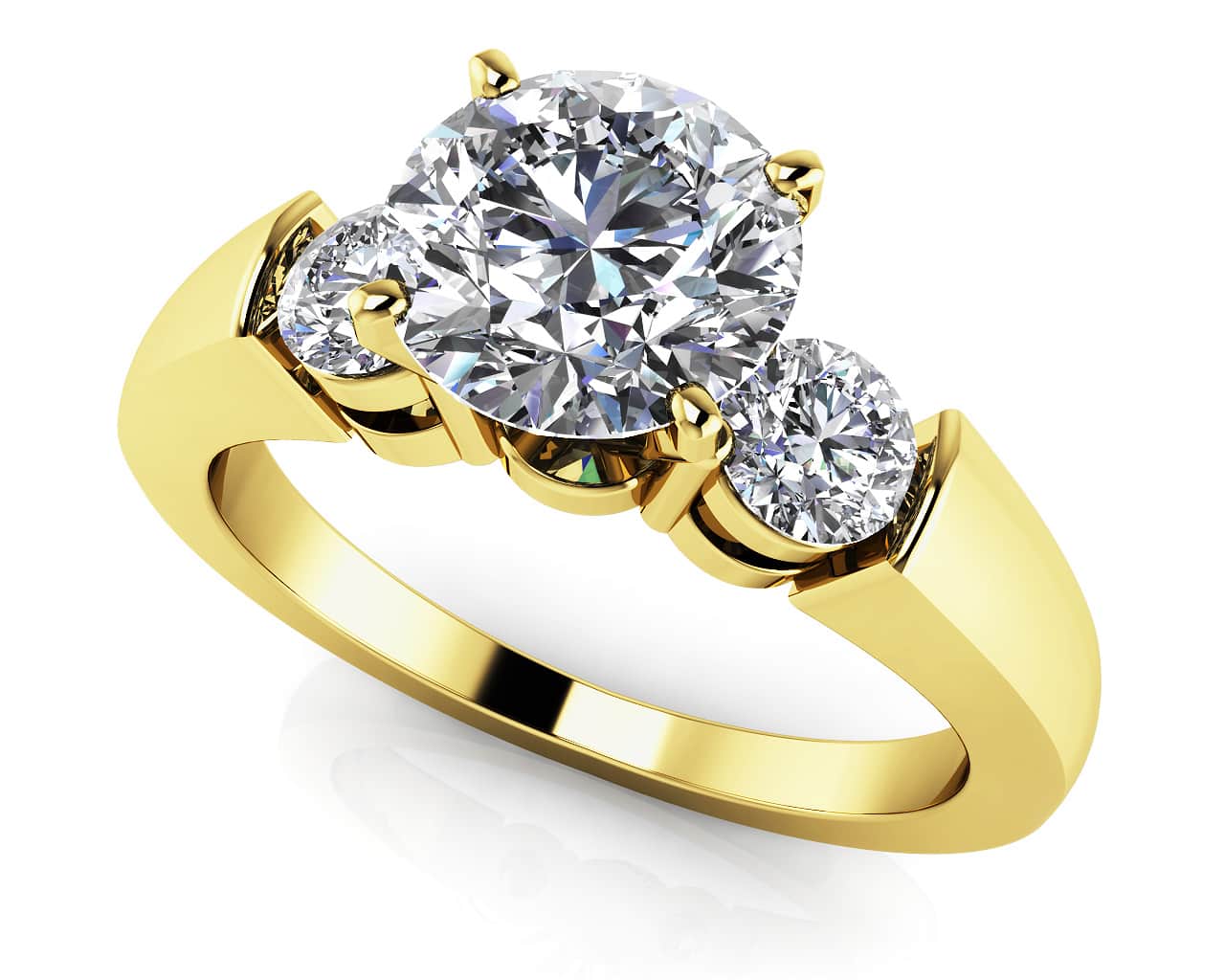 Triple Diamond Engagement Ring with 1.80 ct. (1.50 ct. center diamond) - Image 2
