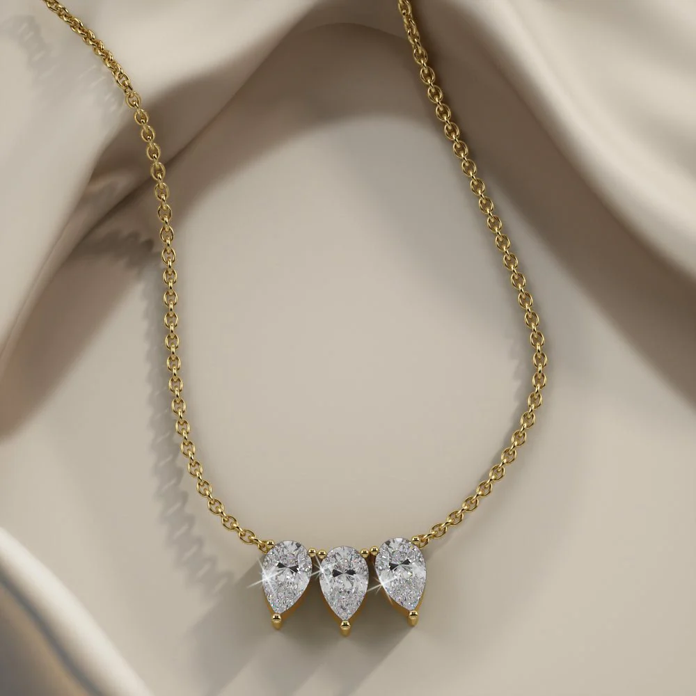 Triple Pear Shape Diamond Necklace with 4.50 ct.(finished) 10x6.5mm - Image 4