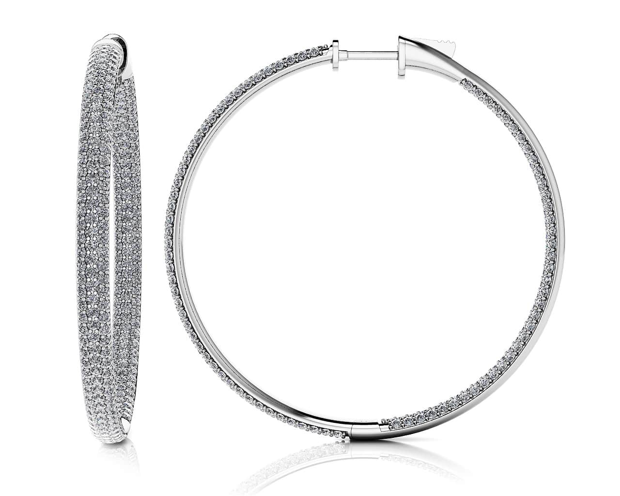 Triple Row Inside Out Diamond Earrings Extra Large Lab-Grown Diamond with 4.92 ct.(finished) 1.3mm