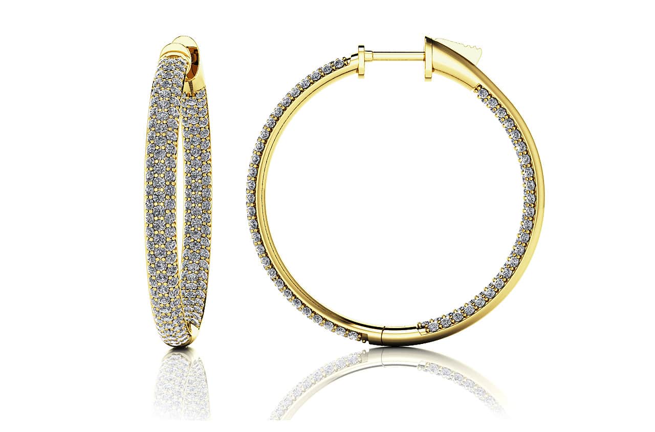 Triple Row Inside Out Diamond Earrings Medium Lab-Grown Diamond  with 2.52 ct.(finished) 1.1mm - Image 2