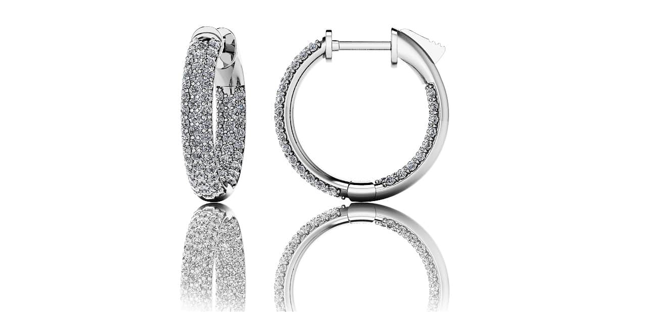 Triple Row Inside Out Diamond Earrings Petite Diamond with 1.09 ct.(finished) 1.1mm